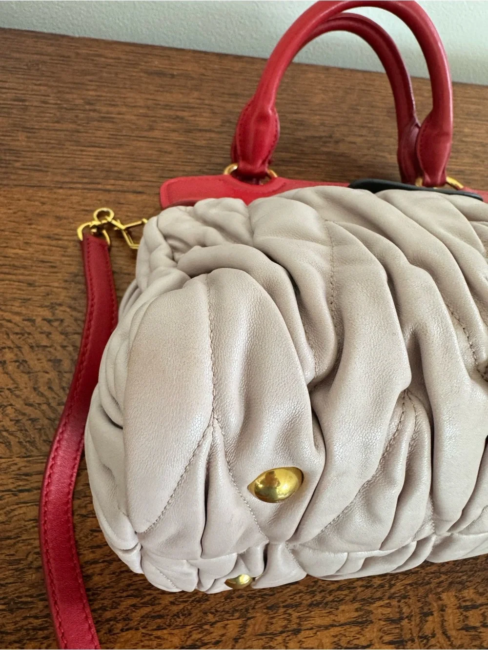 Miu Miu Bicolor Matelassé Nappa Leather Satchel/Crossbody with COA